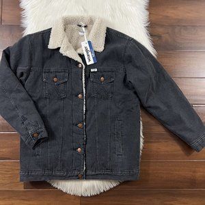 Wrangler Women's Size XS Black Heritage‎ Sherpa Denim Jean Trucker Jacket Coat